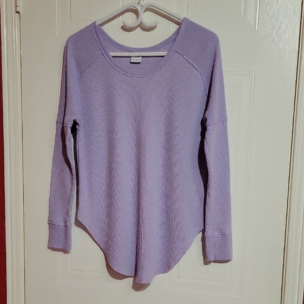 TNA Waffle Knit Long Sleeve Top Lavender Colour US XS